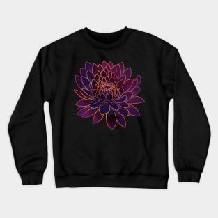 Colorful chrysanthemum or Mums flower drawing - faded orange with purple and blue lines in the petals. Crewneck Sweatshirt